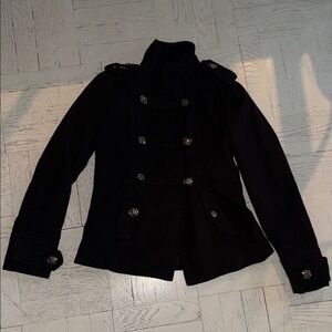 Forever 21 Black Double-Breasted Pea Coat